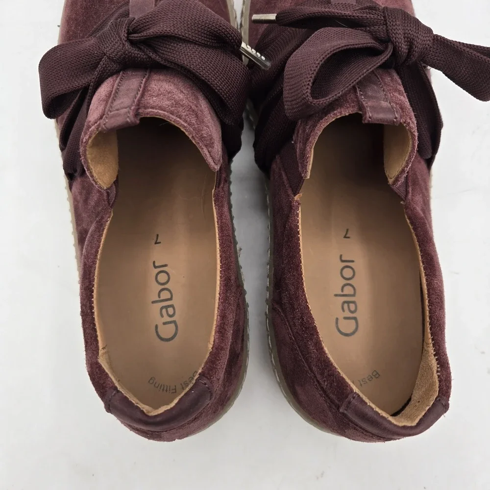 Gabor 33.333‎ Suede Bow Sneaker Merlot Burgundy Size 7 US / EUR 37